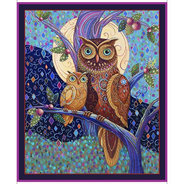 Opulent Owls Wise Owl Panel 36" in Multi by Marjorie Sarnat for Quilting Treasures 44 inches wide 100% Cotton Quilting Fabric QT-29734-X