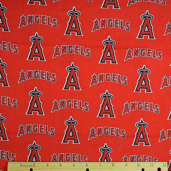 Los Angeles Angels MLB Baseball LA in Blue by Fabric Traditions 58-60 inch wide 100% Cotton Fabric MLB-6629B