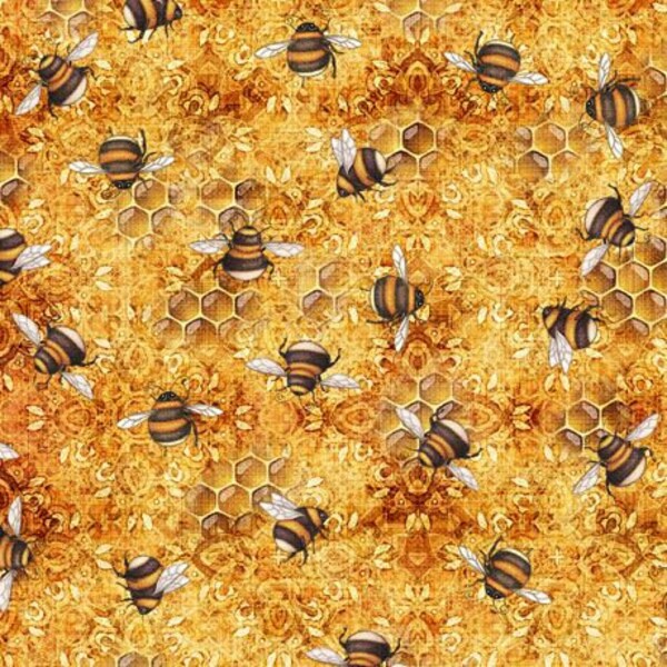 Sweet as Honey Bee Toss in Orange by Dan Morris for Quilting Treasures Fabrics 44 inches 100% Cotton Quilting Fabric QT-29445-O