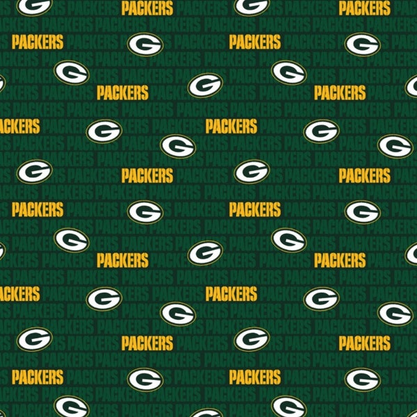 Green Bay Packers NFL Football Mini Name Design in Green by Fabric Traditions 58-60 inches wide 100% Cotton Fabric NFL-14494D