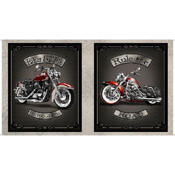 Ride Free Motorcycle Picture Patches Block Panel 24 x 44 in by JQ Lizenz für Quilting Treasures Baumwolle Quilting Fabric QT 1649 28771 K