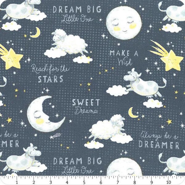 Reach for the Stars Large All Over in Navy by Michael Davis for Wilmington Prints 44 inches 100% Cotton Quilting Fabric WP-3008-96464-415