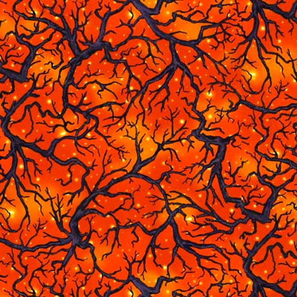 Abra-Cat-Dabra Tree and Branch Toss in Orange by Gina Jane Lee for Quilting Treasures 44 inches wide 100% Cotton Quilting Fabric QT-29667-O