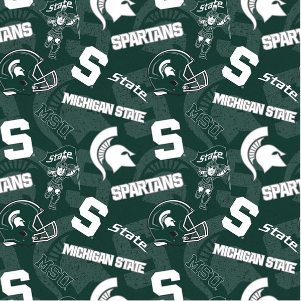 Michigan State University Spartans NCAACollege  Tone on Tone Design 43 inches wide 100% Cotton Quilting Fabric MIST-1178