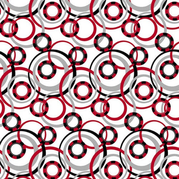 Scarlet Story Circles in White by Color Pop Studios for Blank Quilting Fabrics 44 inches wide 100% Cotton Quilting Fabric BQ-3133-01