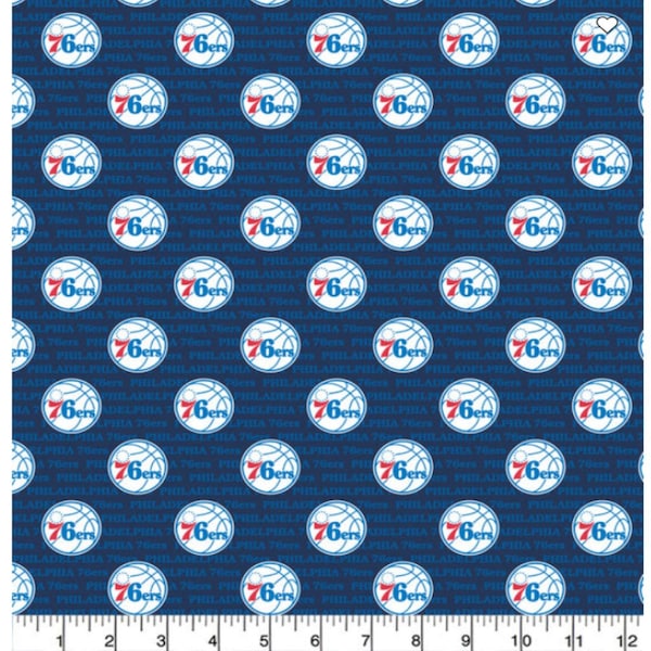 Philadelphia 76ers NBA Basketball Stripe Ditsy City in Blue by Camelot Fabric 44 inches wide 100% Cotton Fabric CF-83PHI113-03