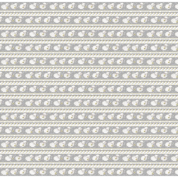 Sweet Dreams Counting Sheep Stripe Multi White Gray by Victoria Hutto for Studio E 44 inches wide 100% Cotton Quilting Fabric SE-6324-49