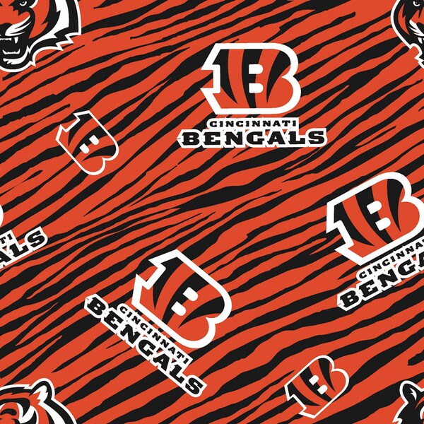 Cincinnati Bengals NFL Animal Print by Fabric Traditions 44 inches wide 100% Cotton Fabric NFL-70534-D