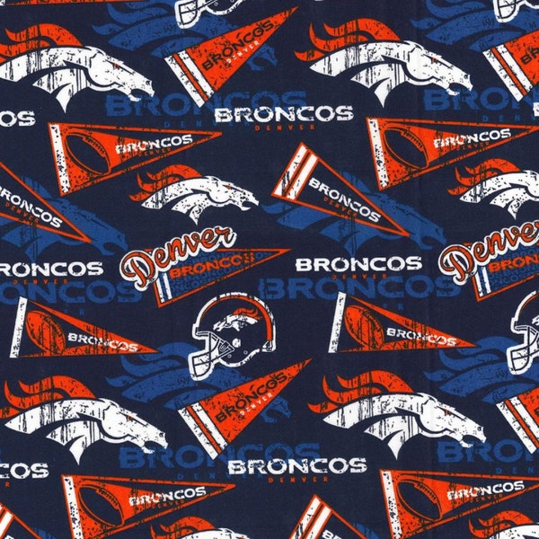 Denver Broncos NFL Retro design 44 inches wide (not 58-60) 100% Cotton Fabric NFL-14444D