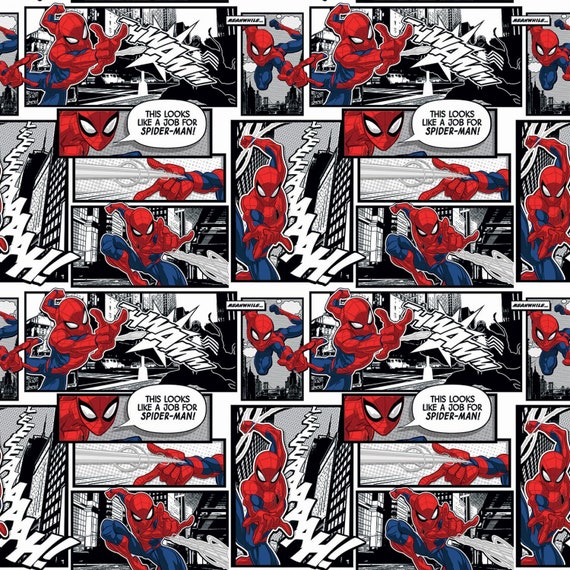 Spiderman Comic Packed Marvel by Springs Creative 43 Inches - Etsy