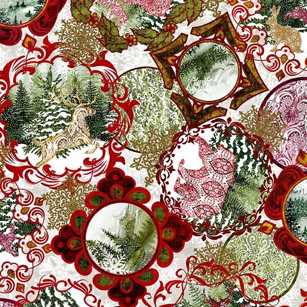 Nature's Winter Winter Frames in Red by Jason Yenter for In the Beginning Fabrics 44 inches wide 100% Cotton Quilting Fabric ITB-2NW-1