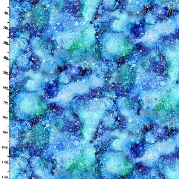 Artic Wonder Marble Metallic Glitter on Blue by Arrolynn Weiderhold for 3 Wishes 42 inches wide 100% Cotton Quilting Fabric 3W 19438 Blue