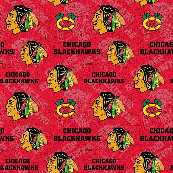 Chicago Blackhawks NHL Hockey Tone on Tone Design 45 inches wide 100% Cotton Quilting Fabric NHL-1199 BLK