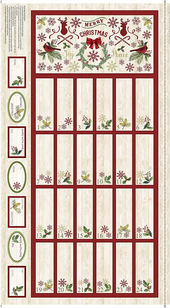 Christmas Advent Calendar 24 Inches Panel Natural Comfort & Joy by Timeless Treasures Quilting Cotton Fabric Tt-c8653-natural - Etsy