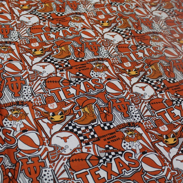 Texas Longhorns NCAA College Pop Art Design 43 inches wide 100% Cotton Quilting Fabric TX-1165