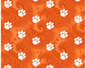 Clemson Tigers NCAA College Tie Dye design 43 inches wide 100% Cotton Quilting Fabric CLEM-1316