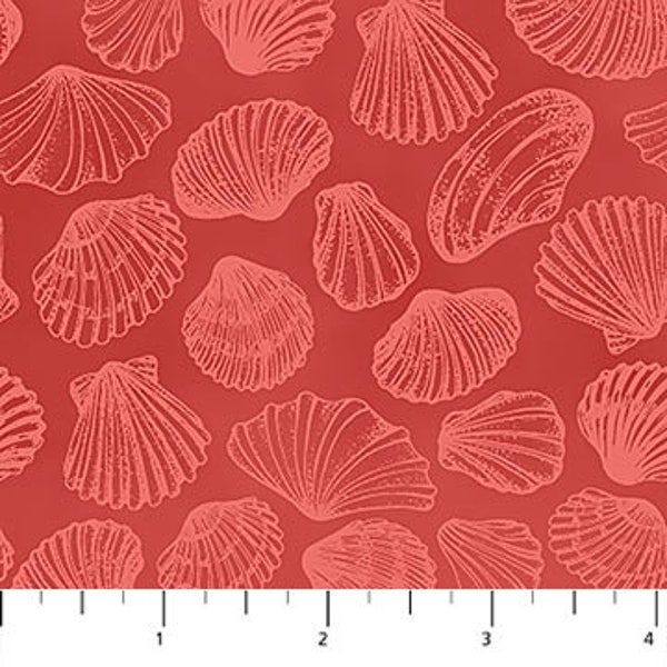 Beach Therapy Shell Blender in Coral by Deborah Edwards for Northcott Fabrics 44 inches wide 100% Cotton Quilting Fabric NC-25474-22