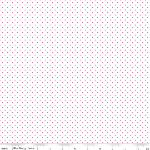 Hot Pink Swiss Dots in White by Riley Blake Designs 44 inches wide 100% Cotton Quilting Fabric RB-C660-70-HOTPINK