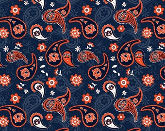 Auburn Tigers NCAA College New Bandana Paisley Design 43 inches wide 100% Cotton Quilting Fabric AU-1200