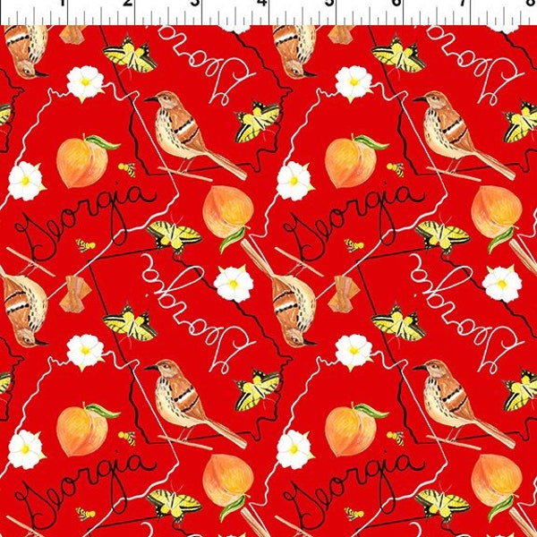 Natural State Georgia in Multi Red Orange by Jennifer Heynen for In The Beginning Fabrics 44 inches wide 100% Cotton Fabric ITB-10JHU-1