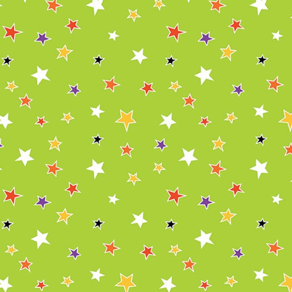 Glow-O-Ween Glowing Stars in Lime Glow in the Dark by Kanvas Studio for Benartex 44 inches wide 100% Cotton Quilting Fabric BE-12966G-44