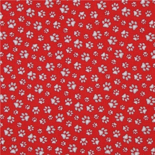 Animal Paw Print in Red Adorable Pets Collection by Elizabeth's Studio 44 inches wide 100% Cotton Quilting Fabric ES-181-Red