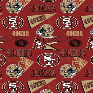San Francisco 49ers NFL Retro design by Fabric Traditions 44 inches wide 100% Cotton Fabric NFL-70450-D