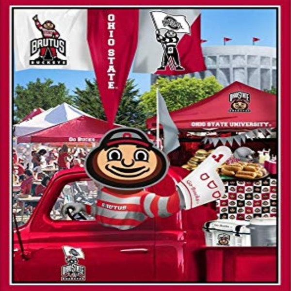 Ohio State Buckeyes NCAA Tailgate Panel Design 36" x 42" 100% Cotton Fabric OHS-1157