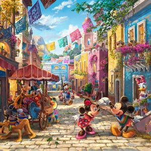 Disney Dreams 9 Mickey & Minnie in Mexico Panel 36" by Thomas Kinkade Studios for David Textiles 44 inch 100% Cotton Fabric DT-DS-2150-1C-1