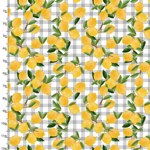 White Cottage Farm Trailing Lemons in White by Beth Albert for 3 Wishes Fabrics 44 inches wide 100% Cotton Quilting Fabric 3W-20878-WHT