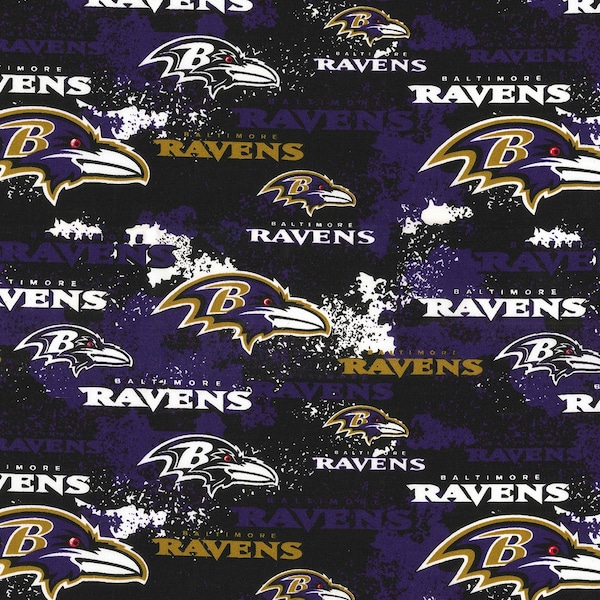 Baltimore Ravens NFL Distressed design 43 inches (not 58-60 inches) wide 100% Cotton Fabric NFL-70100D