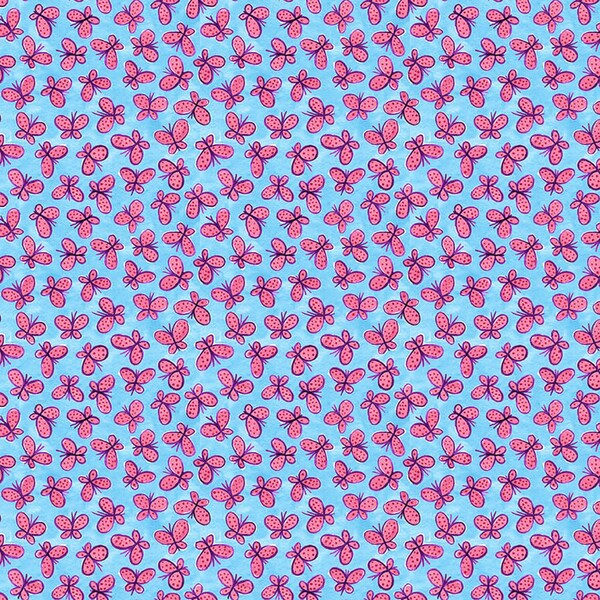 Whimsy Daisical II Tossed Butterflies in Blue by Keri Schneider for Blank Quilting 44 inches wide 100% Cotton Quilting Fabric BQ-2871-70