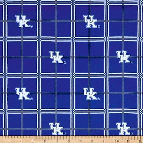Kentucky Wildcats NCAA College Plaid FLANNEL 42 inches wide 100% Cotton Fabric KY-023