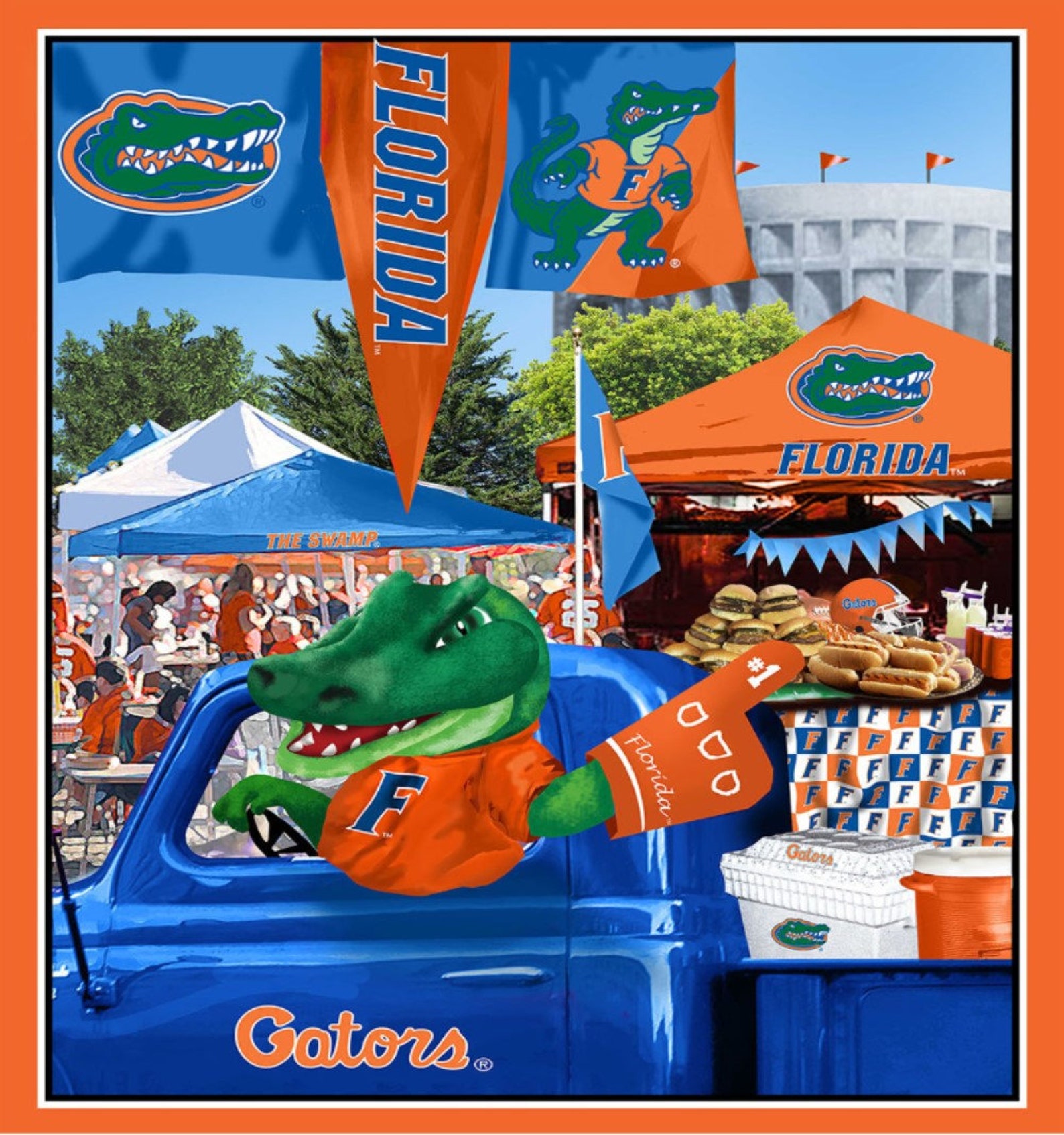 Florida Gators NCAA Tailgate Panel 36 x 43 inches 100 Cotton Etsy