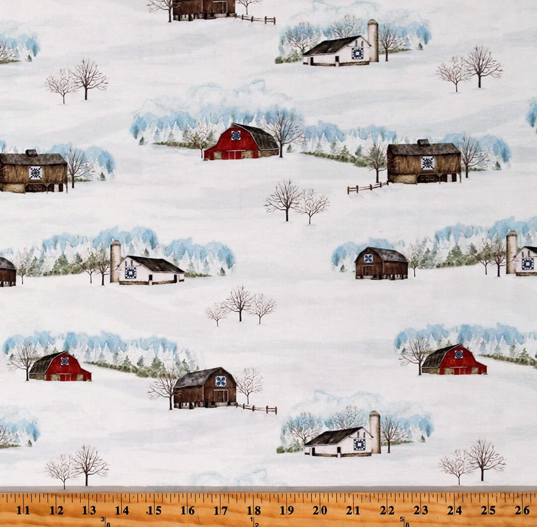 Winter Barns Quilts Barns Snowy Country Landscape Scenic in Etsy