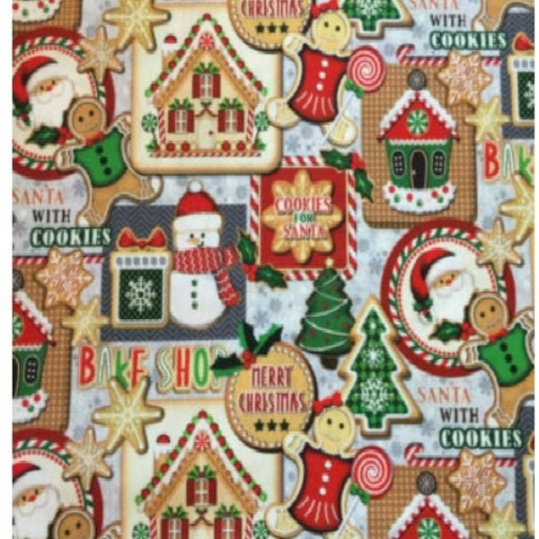 Noel Cookie Gingerbread Bake Patch by Oasis Fabric 44 inches wide 100% Cotton Quilting Fabric OA-594401