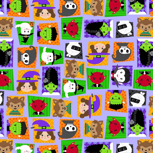 Little Monsters Trick or Treaters Patch in Light Purple by Emily Elizabeth for Blank Quilting 44 inches wide 100% Cotton Fabric BQ-2732-50