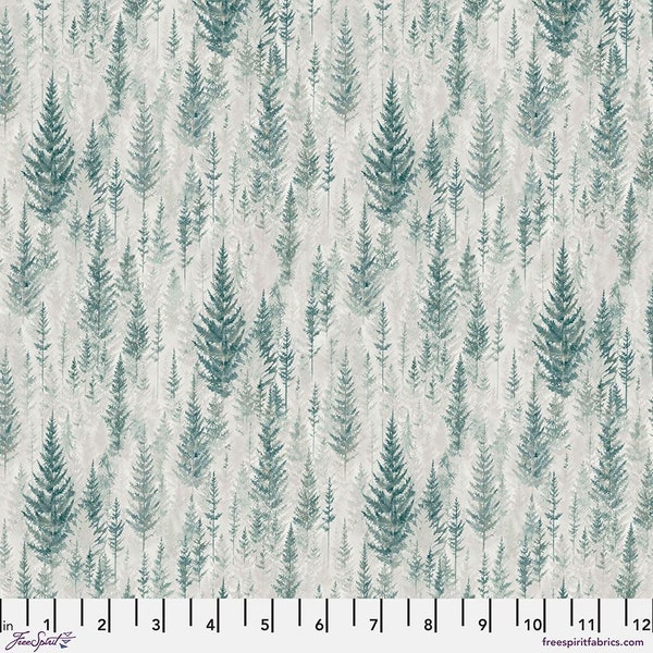 Woodland Blooms Juniper Pine Trees in Forest by Sanderson for Free Spirit Fabrics 44 in wide 100% Cotton Quilting Fabric FS-PWSA038.FOREST