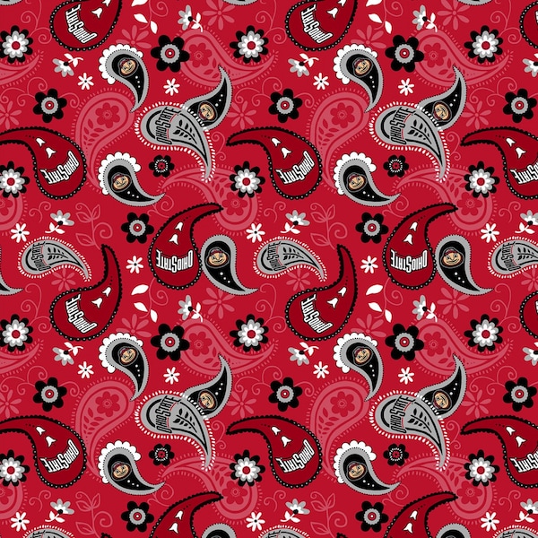 Ohio State Buckeyes NCAA College Limited Run Paisley design 43 inches wide 100% Cotton Quilting Fabric OHS-1200