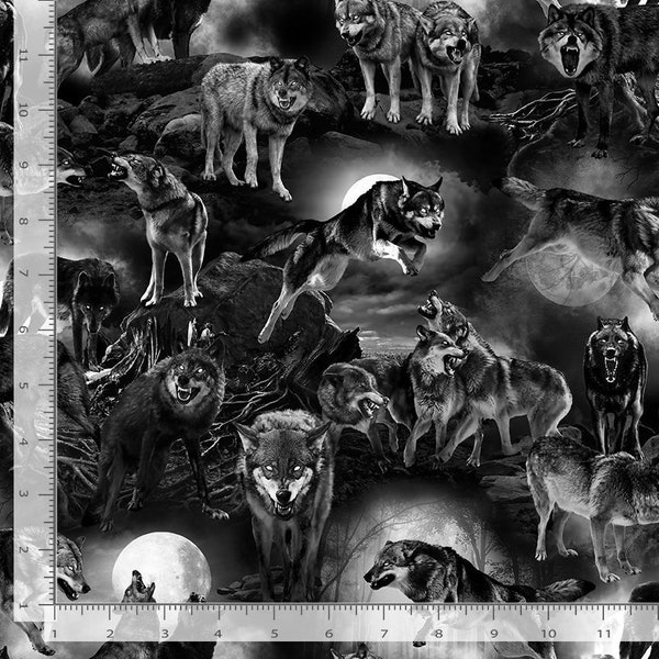 Wicked Demon Wolves Tonal Allover in Grey by Timeless Treasures 44 inches wide 100% Cotton Quilting Fabric TT-WICKED-CD2764-GREY