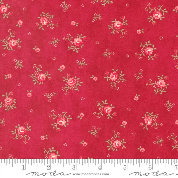 Collections for a Cause: Etchings Peaceful Posies Floral in Red by Howard Marcus for Moda 44 in wide 100% Cotton Fabric MD-44336-13