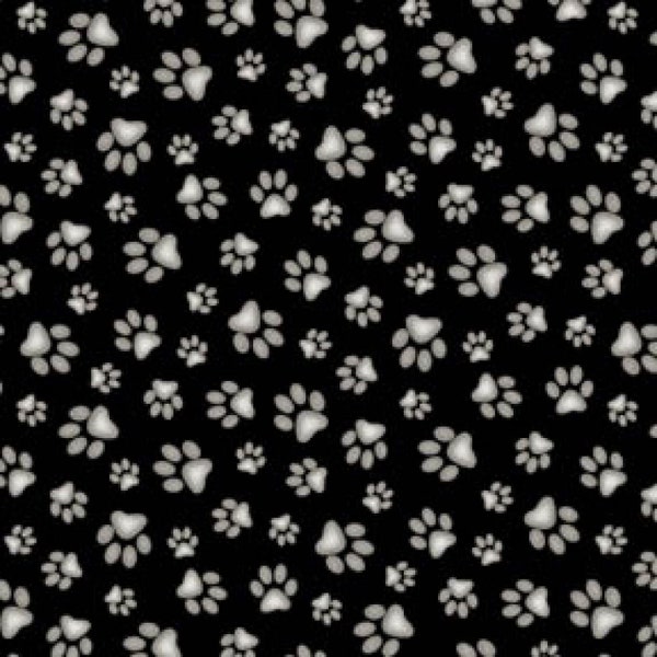 Animal Paw Print in Black Adorable Pets Collection by Elizabeth's Studio 44 inches wide 100% Cotton Fabric ES-181 Black