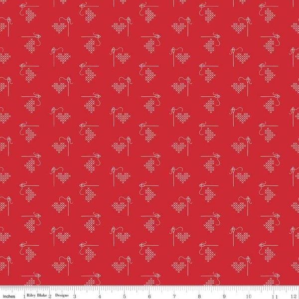 Bee Basics Heart in Red by Lori Holt for Riley Blake Designs 44 inches wide 100% Cotton Quilting Fabric RB-C6401-Red