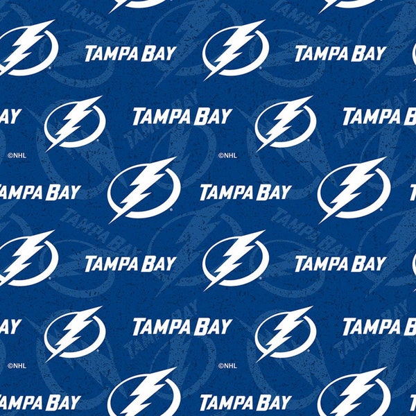 Tampa Bay Lightning NHL Hockey Tone on Tone design 4 inches wide 100% Cotton Quilting Fabric NHL 1199 LGT