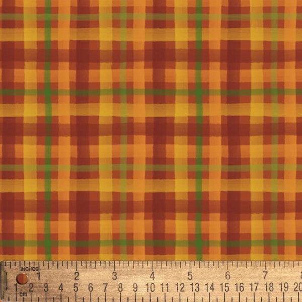 Autumn Plaid Orange Green de David Textiles 44 pulgadas de ancho 100% Tela de algodón DT-DX-3077-1C-2