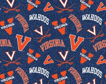 Virginia Cavaliers NCAA College UVA Tone on Tone design 43 inches wide 100% Cotton Quilting Fabric UVA-1178