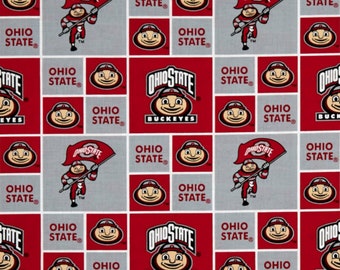 Ohio State Buckeyes NCAA College Box Design 43 inches wide 100% Cotton Quilting Fabric OHS-021