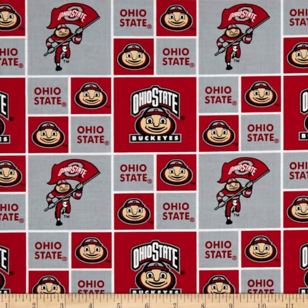 Ohio State Buckeyes NCAA College Box Design 43 inches wide 100% Cotton Quilting Fabric OHS-021