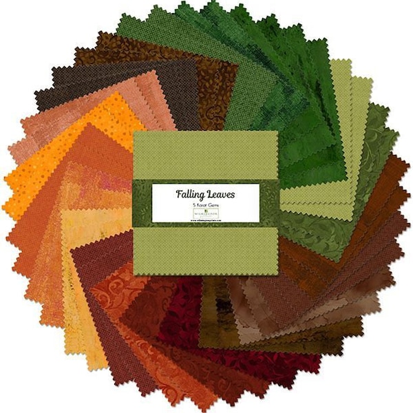 Falling Leaves 5 Karat Gems 5" Squares 42 per pack by Wilmington Prints 100% Cotton Quilting Fabric WP-507-110-507