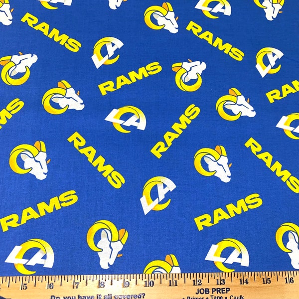 Los Angeles Rams NFL Football Logo design by Fabric Traditions 58-60 inches wide 100% Cotton Fabric NFL-70401D